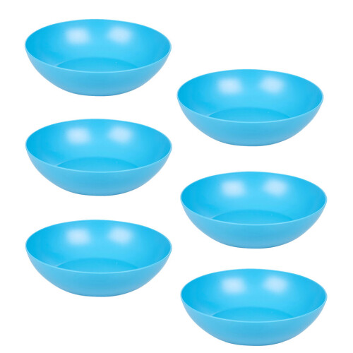 URBN Living (Blue) Unbreakable Plastic Deep Round Reusable Dinner & Picnic Plates 6pcs