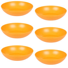 (Orange) Unbreakable Plastic Deep Round Reusable Dinner & Picnic Plates 6pcs