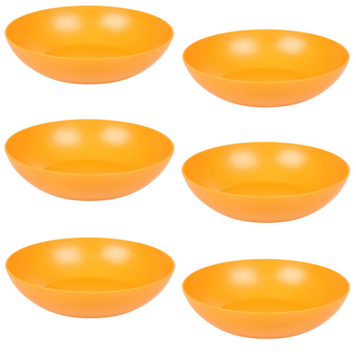 URBN Living (Orange) Unbreakable Plastic Deep Round Reusable Dinner & Picnic Plates 6pcs