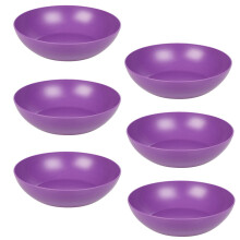 (Purple) Unbreakable Plastic Deep Round Reusable Dinner & Picnic Plates 6pcs
