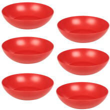 (Red) Unbreakable Plastic Deep Round Reusable Dinner & Picnic Plates 6pcs