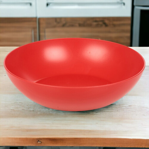 URBN Living (Red) Unbreakable Plastic Deep Round Reusable Dinner & Picnic Plates 6pcs 2