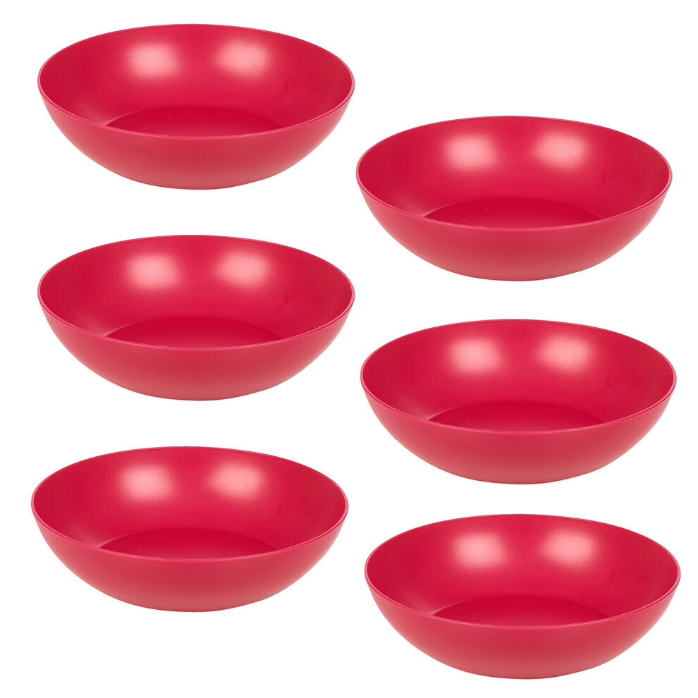 (Fuchsia) Unbreakable Plastic Deep Round Reusable Dinner & Picnic Plates 6pcs