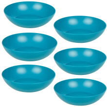 (Teal) Unbreakable Plastic Deep Round Reusable Dinner & Picnic Plates 6pcs