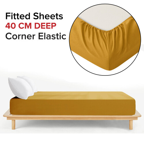(Double, Yellow) 40cm Extra Deep Full Fitted Bed Sheet All Sizes UK