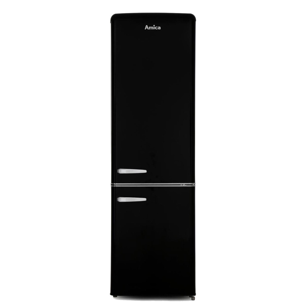 Amica FKR29653B 55cm Black 60/40 Retro Style Freestanding Tall Fridge Freezer