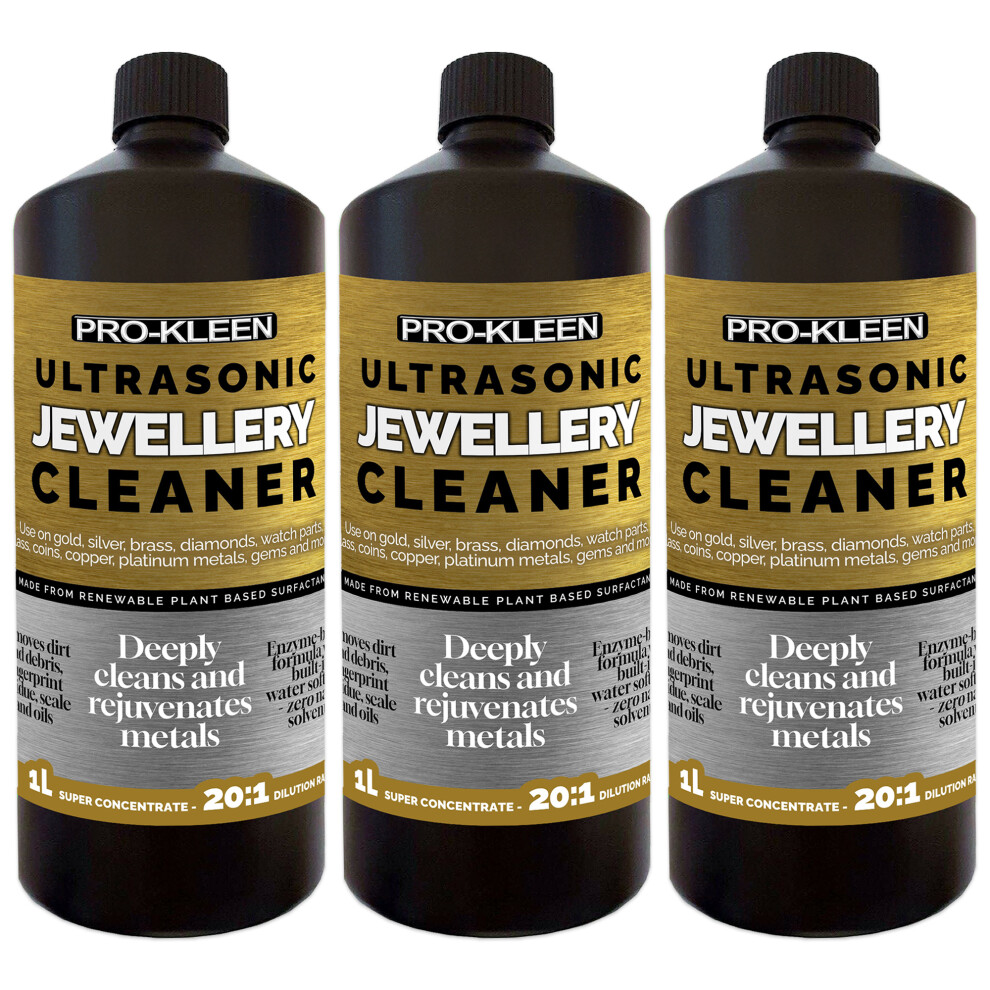 Ultrasonic Jewellery Cleaner Solution Concentrated Fluid 3 x 1L