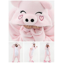 (Pink Pig, 8T(Height 115-124CM)) Animal Onesie Women Flannel Pajamas Set Adult Unisex Men Halloween Pig Cosplay Costume Couple Sleepwear Kids Christmas Jumpsuits