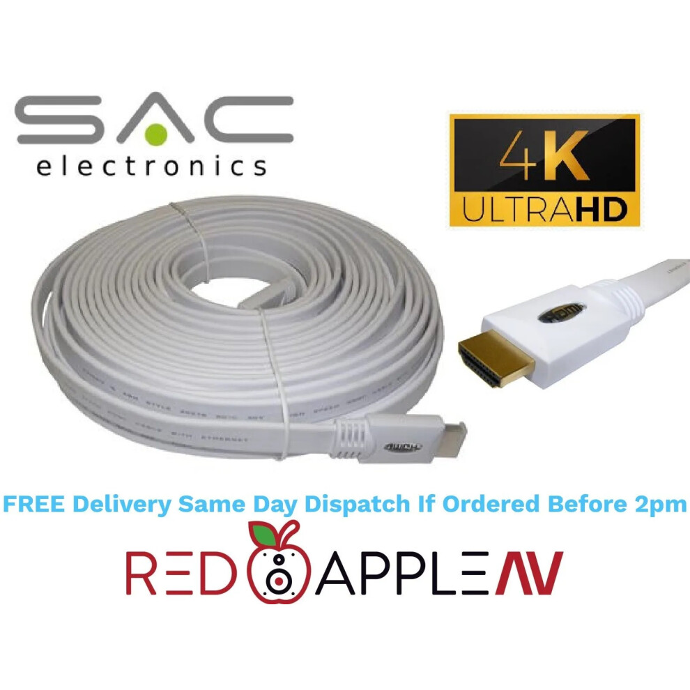 15m FLAT HDMI Lead V2.0 Full HD 4K 2160P 3D Ethernet Cable