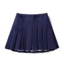 (Navy Blue, 150cm 11-12 Years) Girls High Waisted Pleated Zip Tennis Style Skater Mini Skirt (kids)