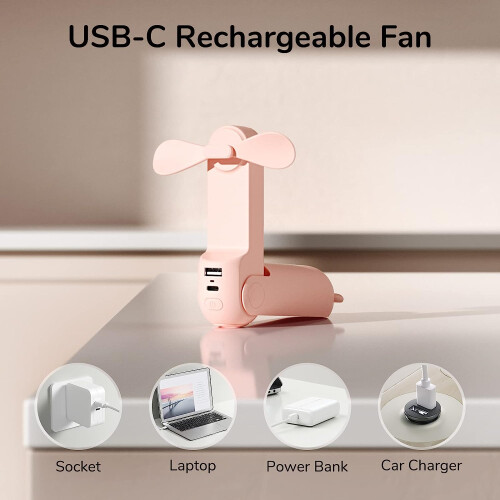 Handventilator, 3-in-1 minihandventilator, draagbare USB-oplaadbare kleine ventilator 2
