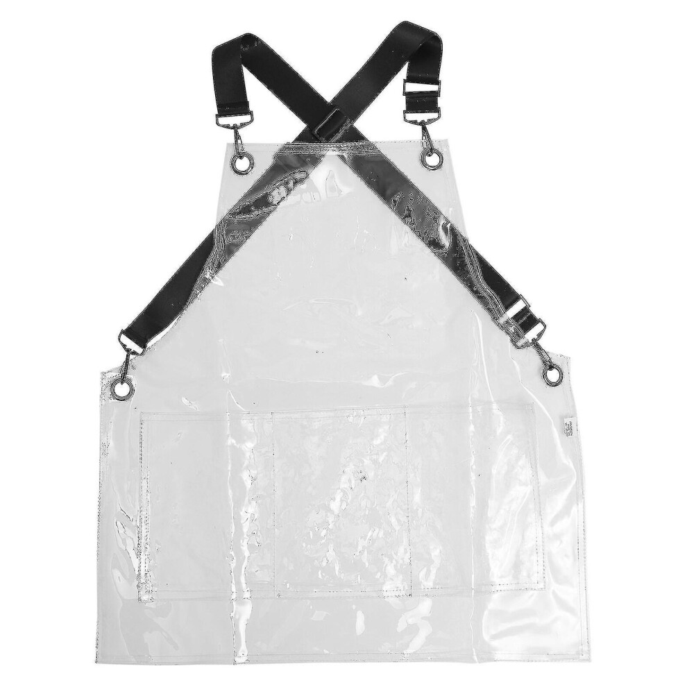 Barber Apron Hair Stylist Transparent Apron Adjustable Cross Strap Work Apron For Women Men