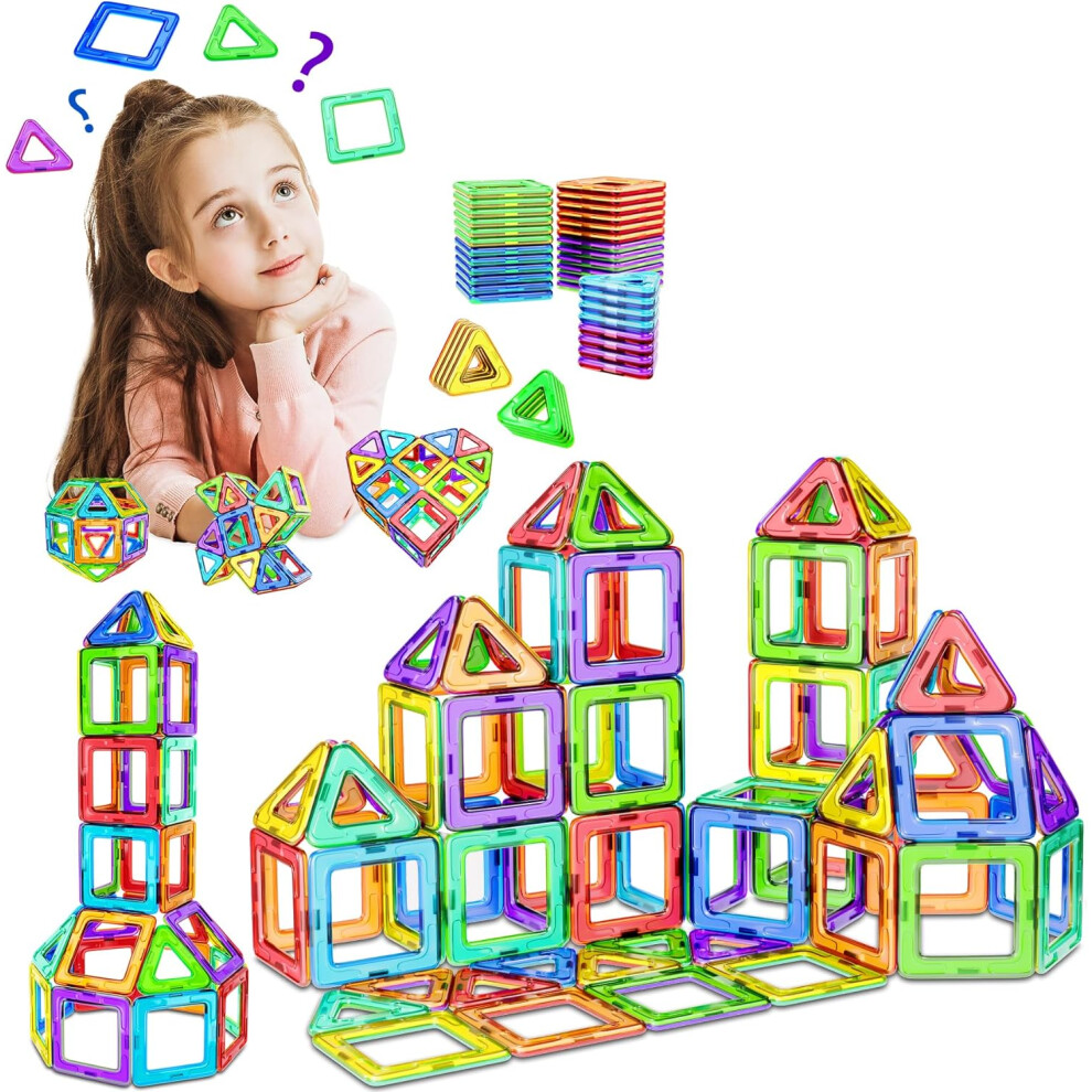 COOLJOY Magnetic Building Blocks Magnetic Tiles for Kids 40 PCS Magnetics Construction Block Games Learning Educational Toys for Boys Girls Year Old