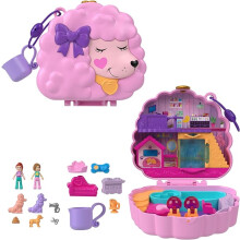 Polly Pocket Dolls & Playset Animal Toys Groom & Glam Poodle Compact Playset with Water Play and 2 Color Change Pieces