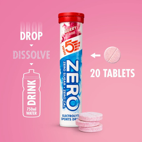 HIGH5 ZERO Electrolyte Tablets Hydration Tablets Enhanced with Vitamin C Boost Hydration Performance and Wellness Berry 20 Tablets 20 Pack of 1 1