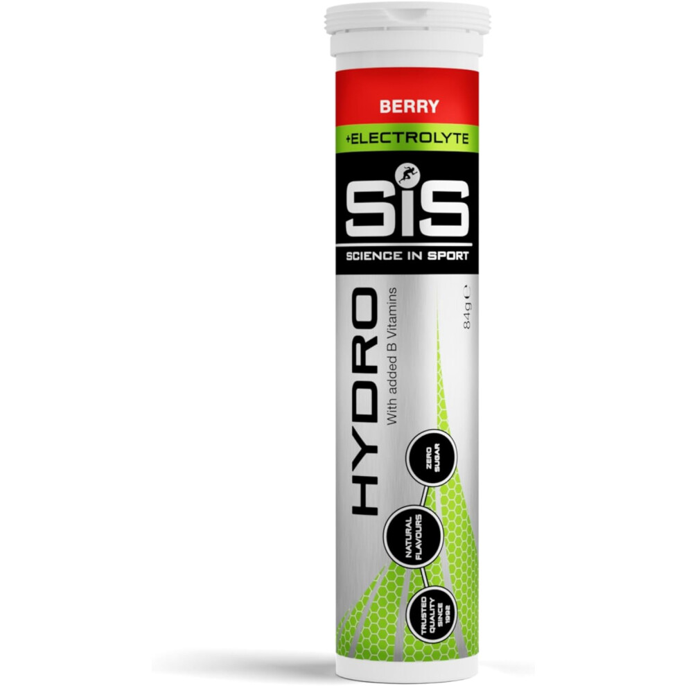 Science In Sport Hydro Hydration Tablets Gluten Free Zero Sugar Berry Flavour Plus Electrolytes 20 Effervescent Tablets