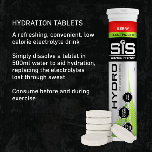 Science In Sport Hydro Hydration Tablets Gluten Free Zero Sugar Berry Flavour Plus Electrolytes 20 Effervescent Tablets 1