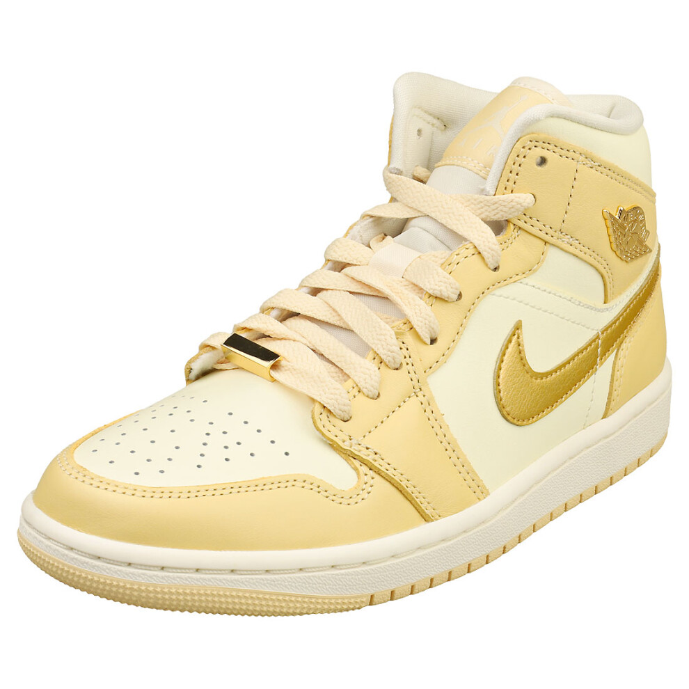 Nike Air Jordan 1 Mid Se Womens Fashion Trainers in Vanilla Gold - 4.5 UK