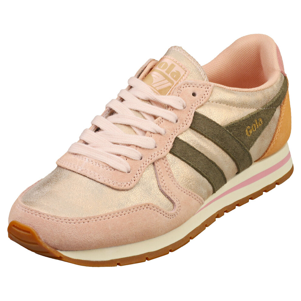 (4) Gola Daytona Blaze Womens Fashion Trainers in Rose Gold Khaki