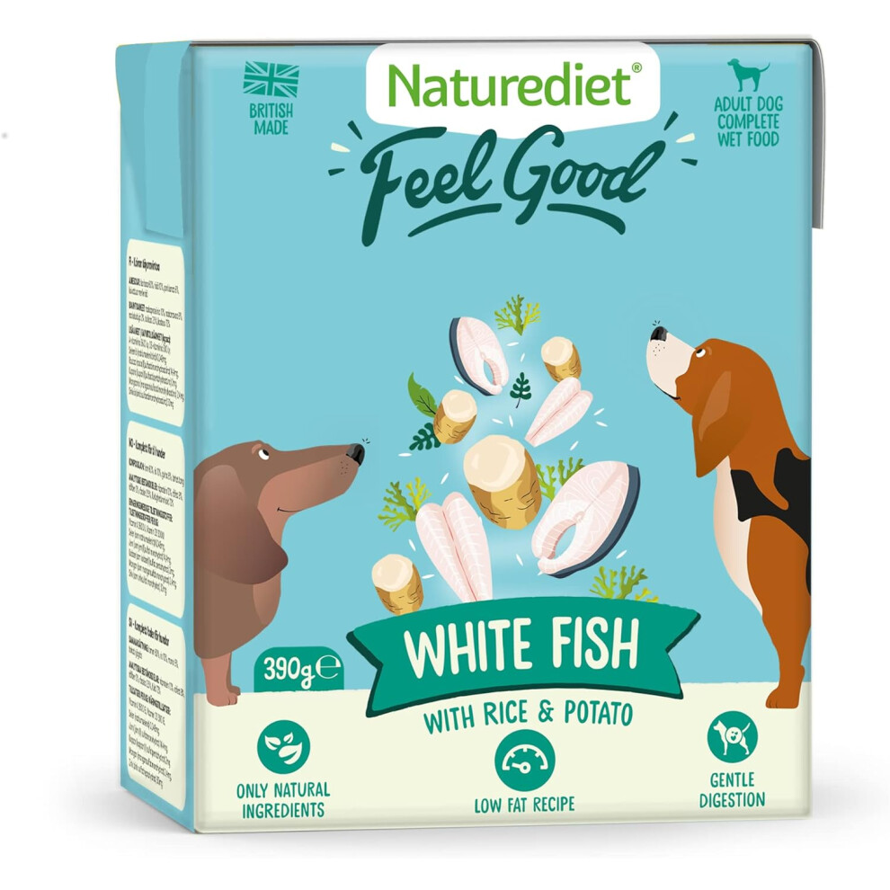 Naturediet - Feel Good Wet Dog Food, Natural and Nutritionally Balanced, Fish, 390g (Pack of 18)