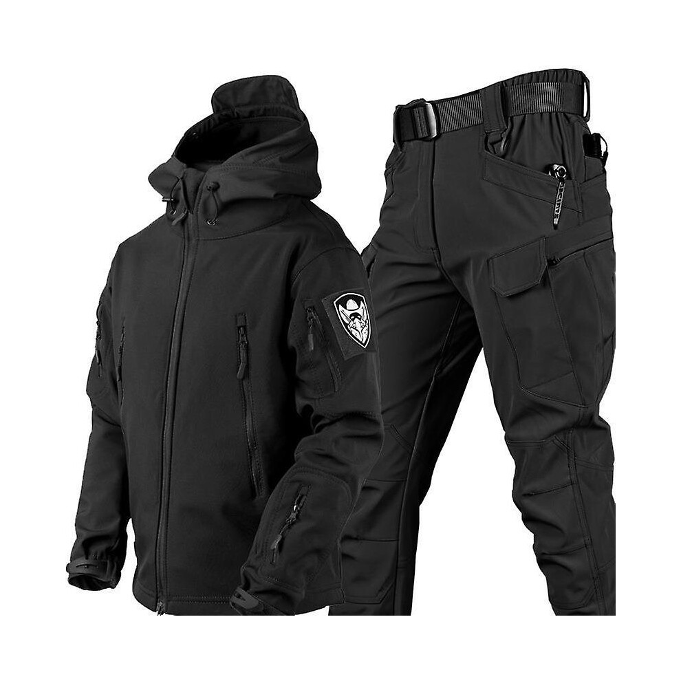 (Black, M) Thick Hunting Clothes For Men, Cold Weather Camo Hunting Jacket