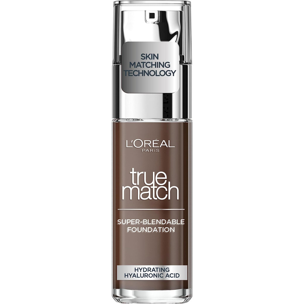 L'Oreal Paris True Match Liquid Foundation Skincare Infused with Hyaluronic Acid SPF 17 Available in 40 Shades 12N Ebony 30 ml