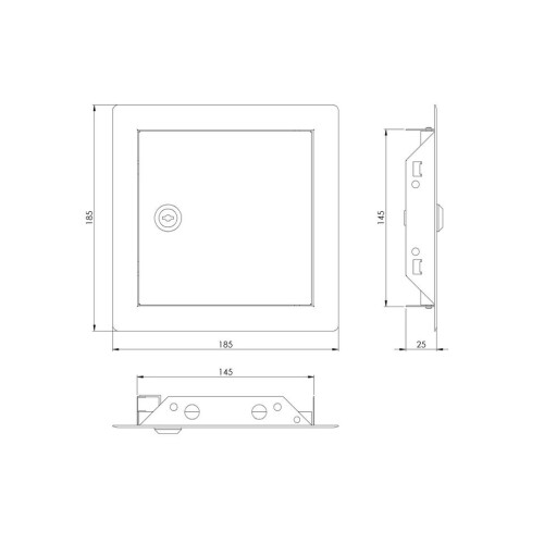 White Metal Access Panel 150mm x 150mm with Lock / Keys 2