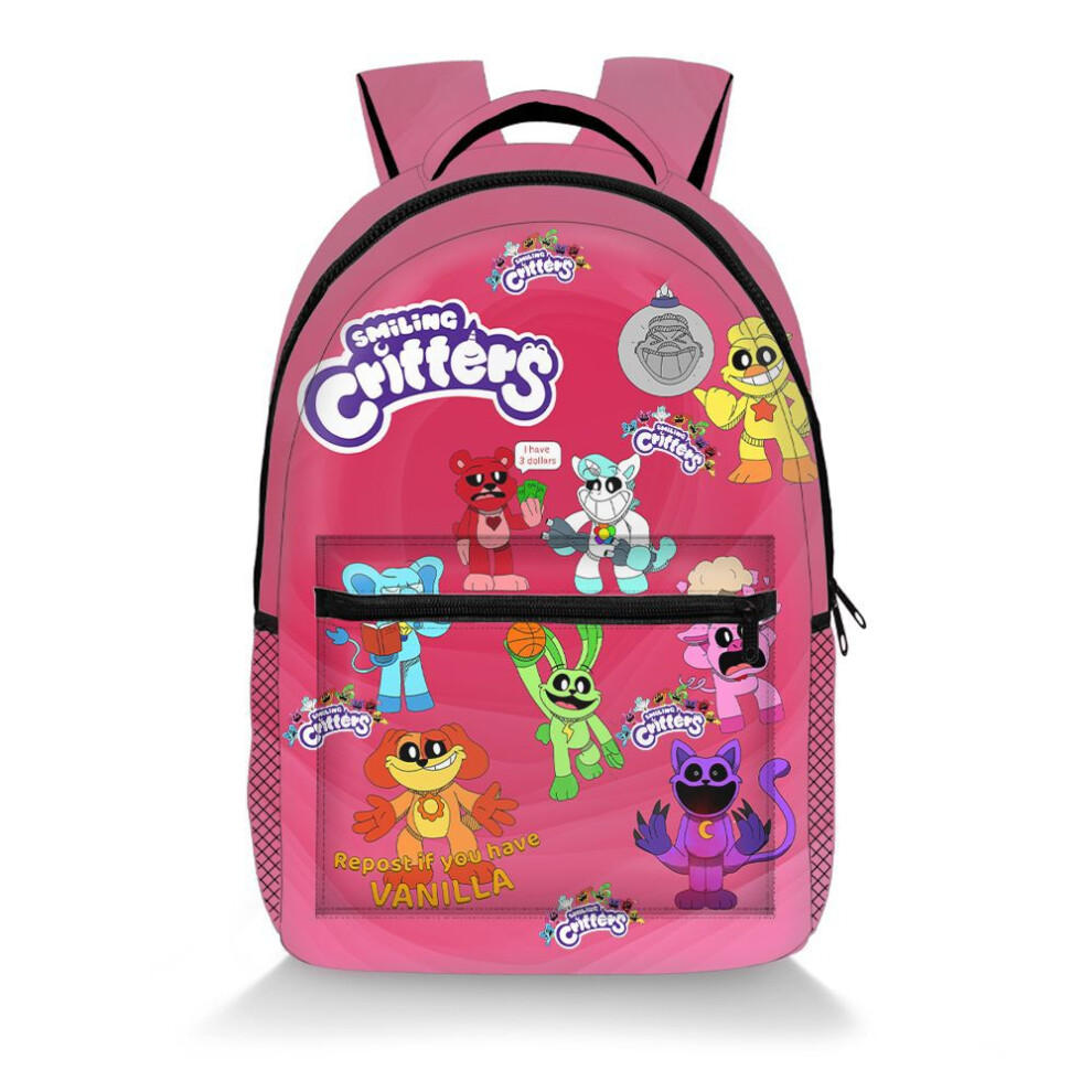 (Style J) Smiling Critters Large Capacity Backpack Printed Schoolbag