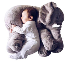 (Grey, 60cm) Cute Pillow Plush Stuffed Elephant Animal Large Soft Toy Kids Gift 40/60cm