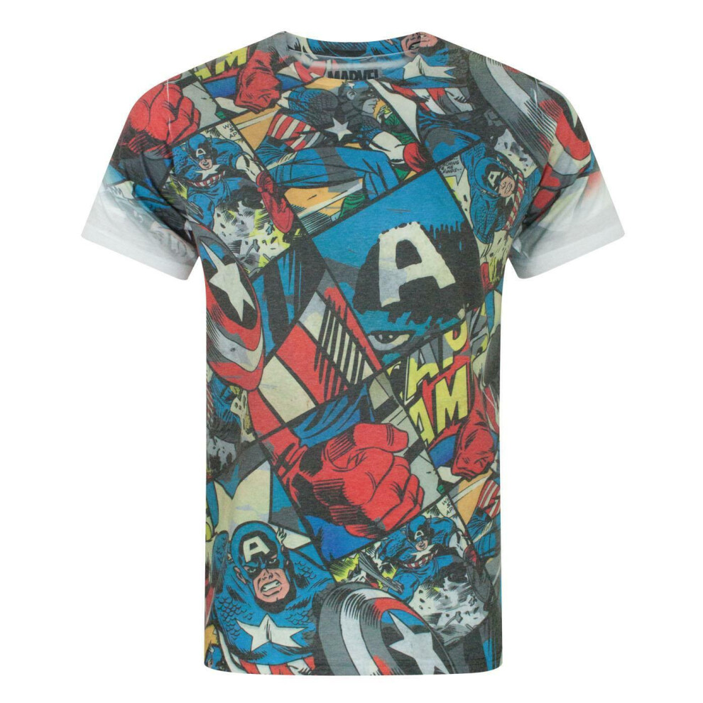 (Large) Marvel Short Sleeved T-Shirt (Mens White)