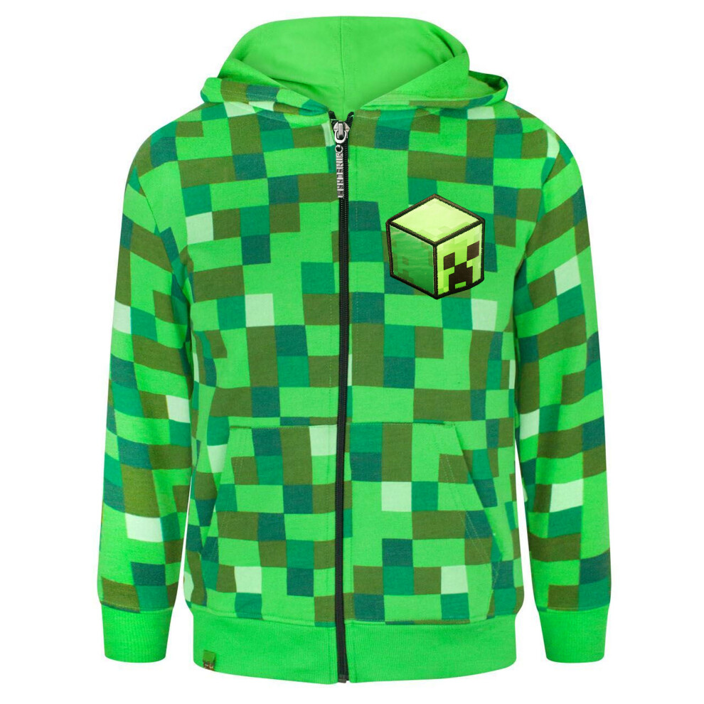 (11-12 Years) Minecraft Hoodie (Boys Green)