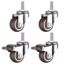 M8 Threaded Stem Rubber Heavy Duty Swivel Caster For Hand Trolley, Work Tables, Furniture Wheels, 1.5 Inch, Thread Diameter: 8mm, Length 20mm, 2pcs Wi