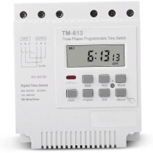 Timer Switch Controller, Tm613 380v Intelligent Three Phase Programmable Waterproof Cover With Wire Connectors (1pc, White)