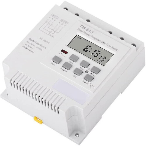 Timer Switch Controller, Tm613 380v Intelligent Three Phase Programmable Waterproof Cover With Wire Connectors (1pc, White) 2