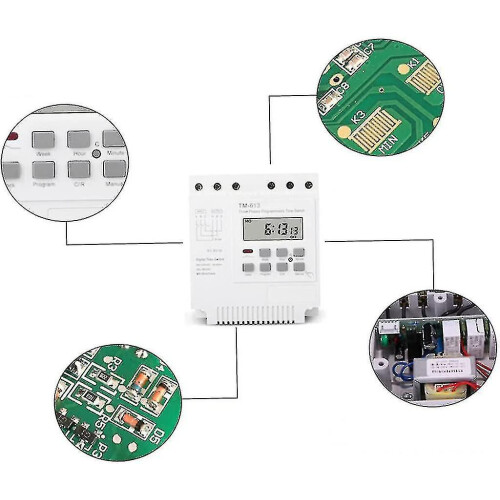 Timer Switch Controller, Tm613 380v Intelligent Three Phase Programmable Waterproof Cover With Wire Connectors (1pc, White) 1