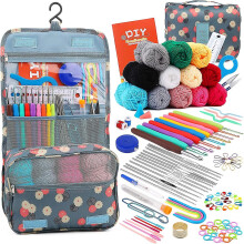 Complete Crochet Kit For Beginners,130 Pcs Crochet Kit Including Crochet Yarn, Ergonomic Crochet Hooks, And Crochet Accessories In Hangable Storage Ba