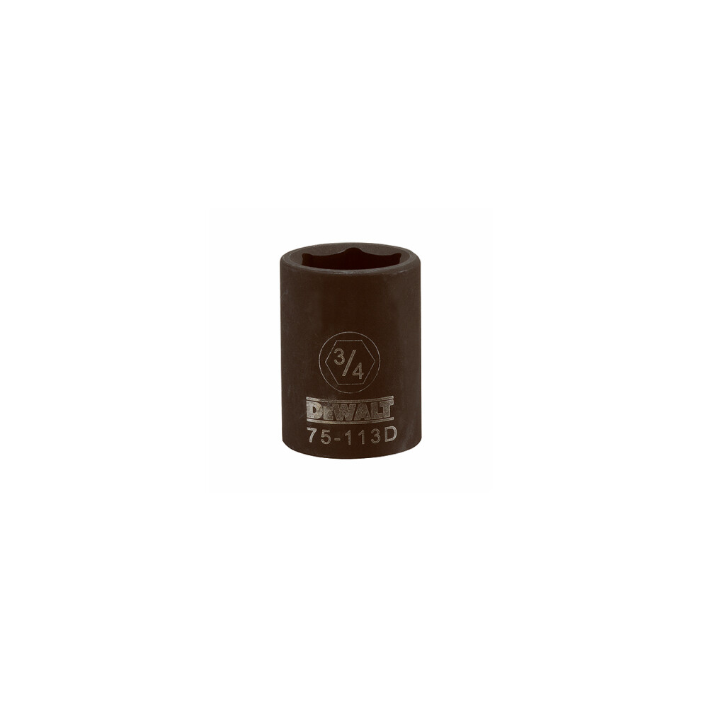 SAE Impact Socket, 6-Point, Black Oxide, 1/2-In. Drive, 3/4-In. -DWMT75113OSP