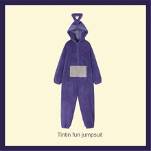 (Purple Dingding, S) Teletubbies Pajamas Womens Winter Thickened Coral Fleece One-piece