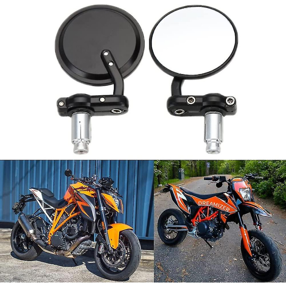 Round Motorcycle Handlebar End Mirrors 7/8" 22Mm, Motorbike Mirror For Street Sport Bikes Cruiser 9353840318202