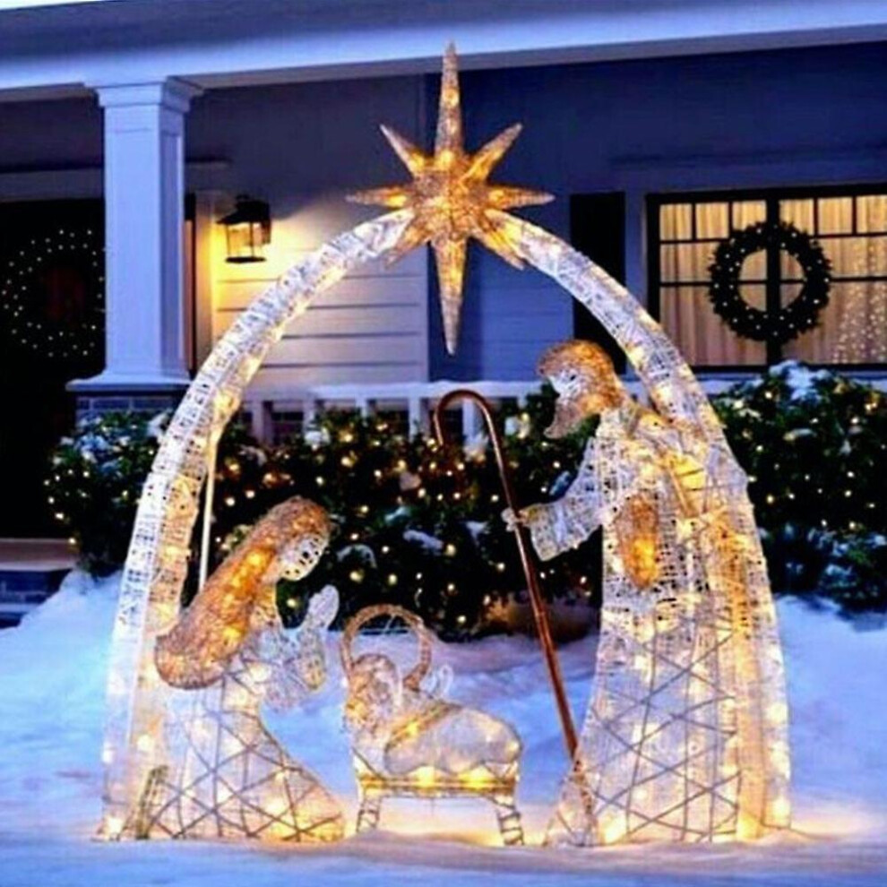 (F) Lighted Christmas Decorations Outside Nativity Set, 2023 Light Up Nativity Scene Silhouette Indoor Outdoor Christmas Decorations Outdoor Nativity Sets