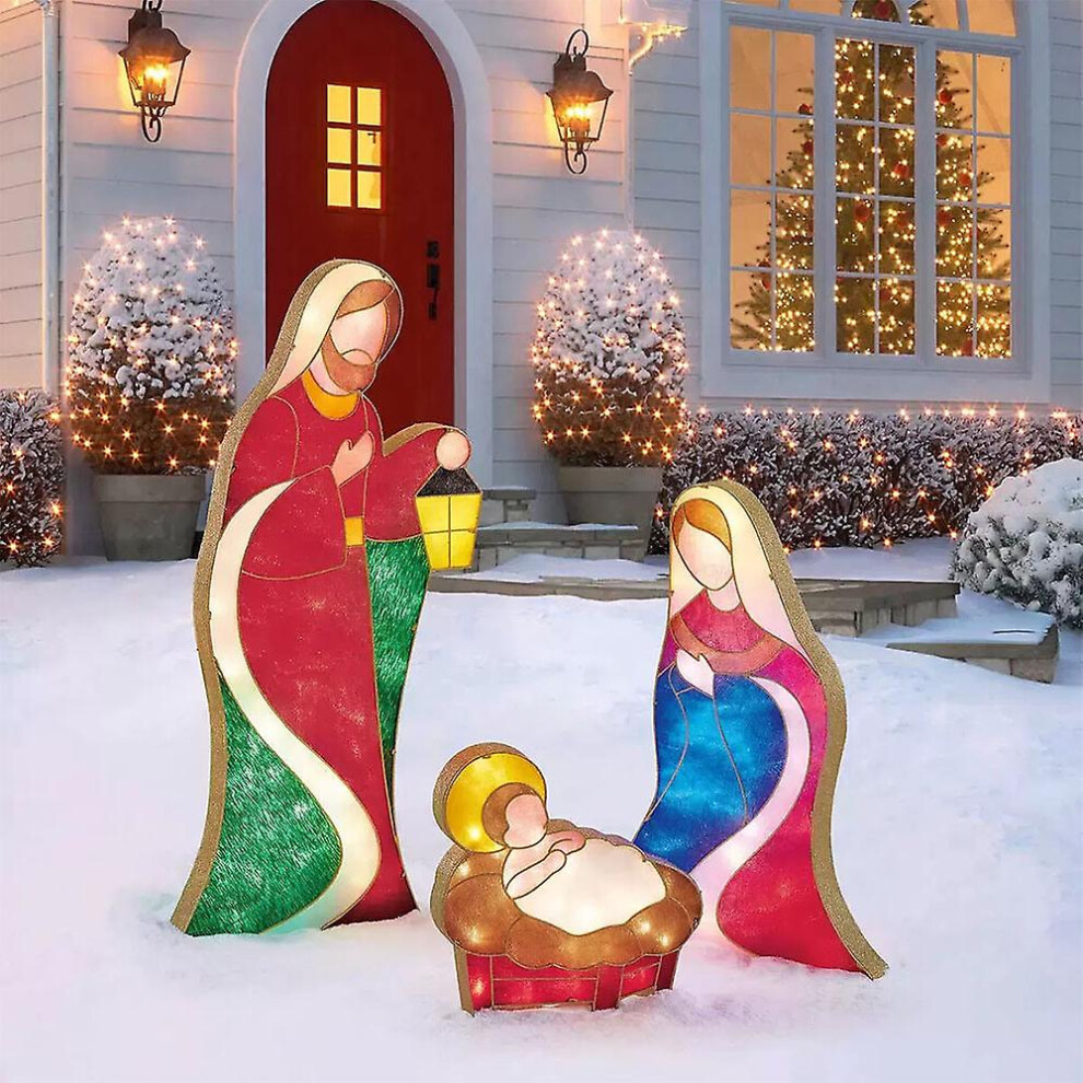 (E) Lighted Christmas Decorations Outside Nativity Set, 2023 Light Up Nativity Scene Silhouette Indoor Outdoor Christmas Decorations Outdoor Nativity Sets