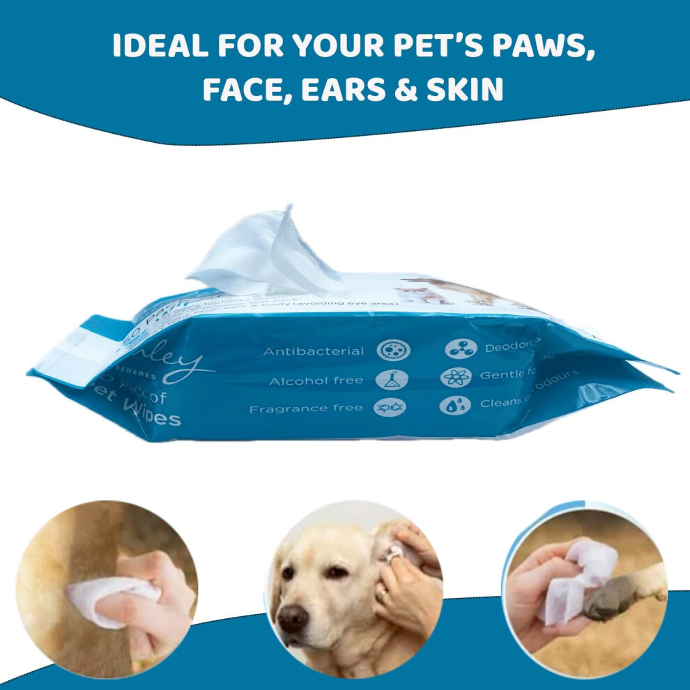 100Pk Pet Wet Cleaning Wipes All Purpose Hygiene Dog Puppy Cat Alcohol Free