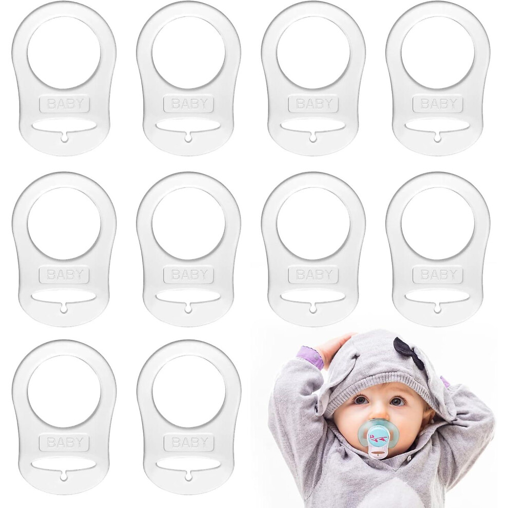 10pcs Transparent Pacifier Clip, Silicone Dummy Ring Pacifier Adapter Nipple Mam Washable Reusable Pacifier Holder Clip Adapter Pxcl