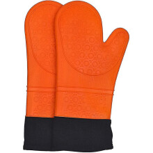 Silicone Heat Resistant Oven Gloves Extra Long Non -slip Oven Mittens (orange, 1 Pair)