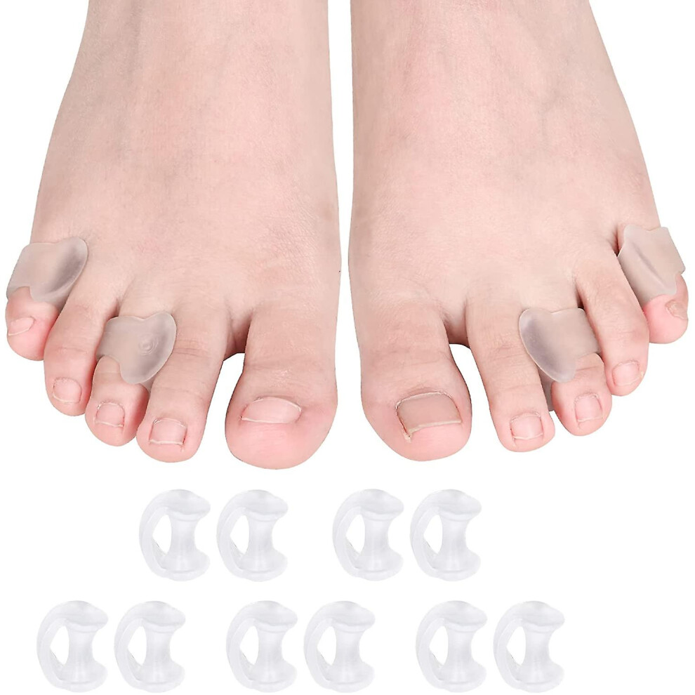 (Transparent) Gel Toe Separators,10 Pack Pinky Toe Spacers For Overlapping Toes, Bunions, Big Toe Alignment,hammer Toe Straighteners