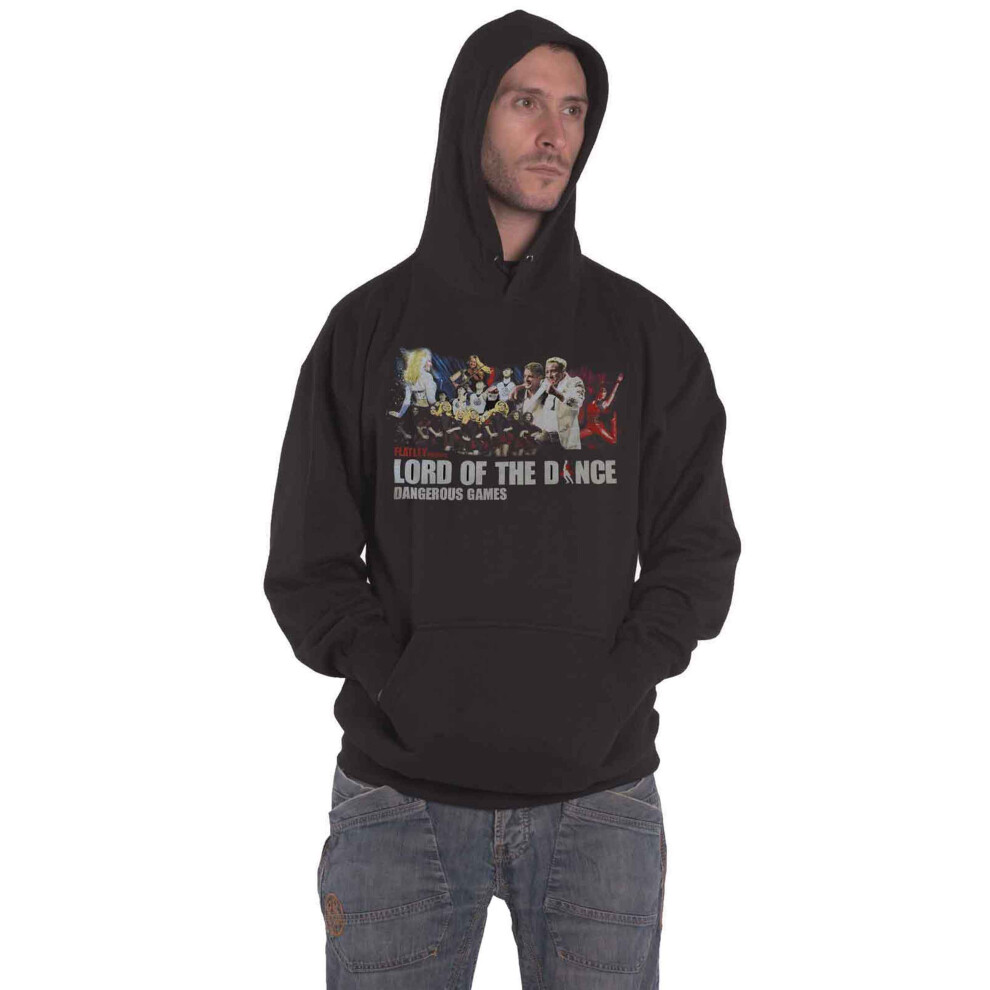 (L, Black) Lord Of The Dance Hoodie Live Collage Logo new Official Unisex Black Pullover