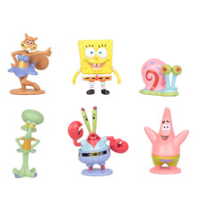 6pcs Spongebob Squarepants Mini Figure Toys Ornament Model Dolls Set Cake Toppers Decoration Party Favor Supplies Gifts