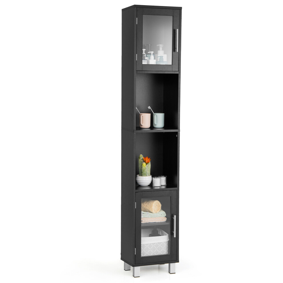 Tall Bathroom Storage Cabinet Freestanding Cabinet w/ 2 Open Shelves