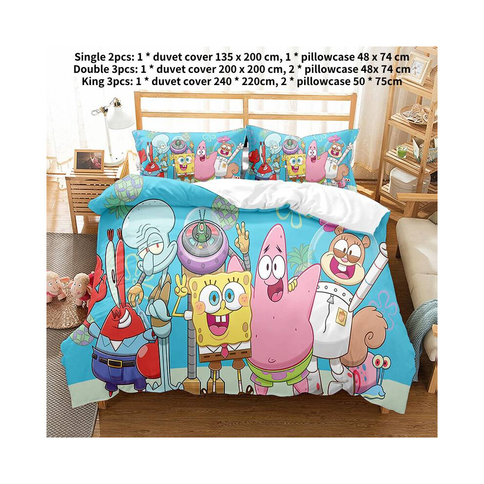 (Single) Fashion Spongebob Casual Unique Personality Classic Cute Cartoon 3d Duvet Cover