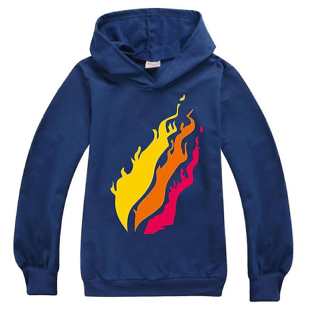 (Dark Blue, 9-10 Years) Kids Boys Prestonplayz Print Sleeve Hooded Hoodie Casual Pullover Tops